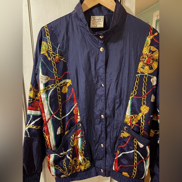 Vintage 1990s Windbreaker Nylon Navy Jacket Medium - Picture 4 of 9